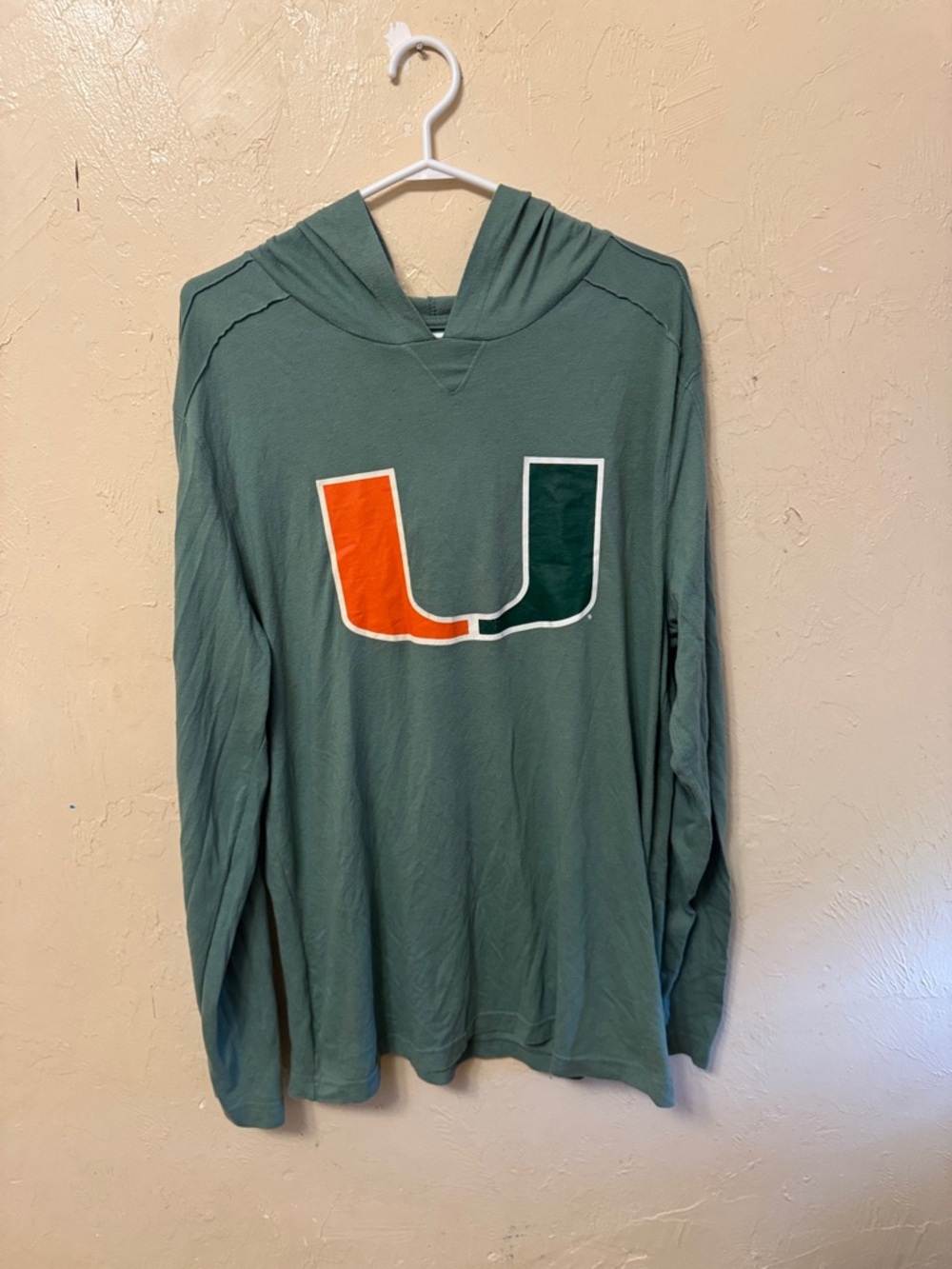 Green Hooded Long Sleeve Shirt with Orange & Dark Green Logo